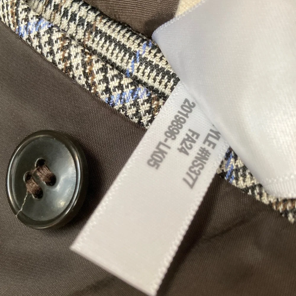 Madewell Italian Wool Fabric Houndstooth Plaid Blazer w/Contrast Felted Collar - Picture 14 of 16